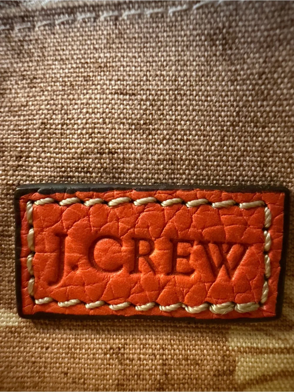 J Crew Woven Straw Shoulder Bag with Orange Leather Trim
